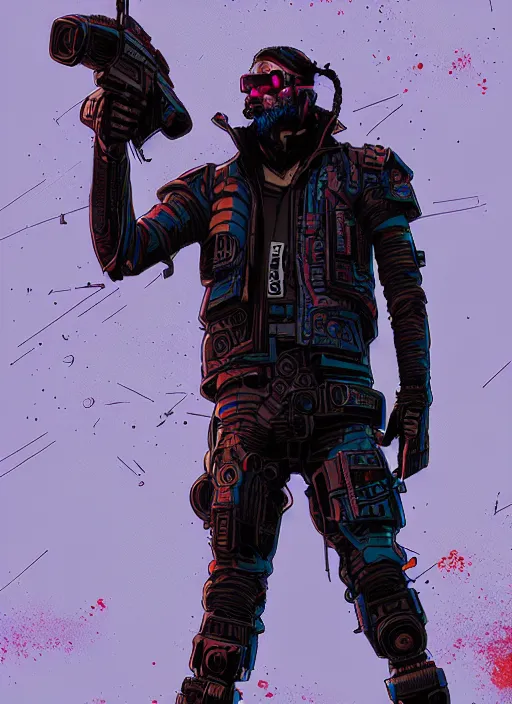 Prompt: cyberpunk soviet enforcer by josan gonzalez splash art graphic design color splash high contrasting art, fantasy, highly detailed, art by greg rutkowski