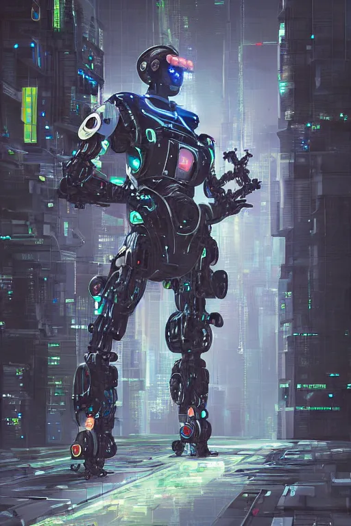 Prompt: a digital painting of a man with a robot suit on, cyberpunk art by Constant, featured on polycount, computer art, glitchy, biomorphic, greeble