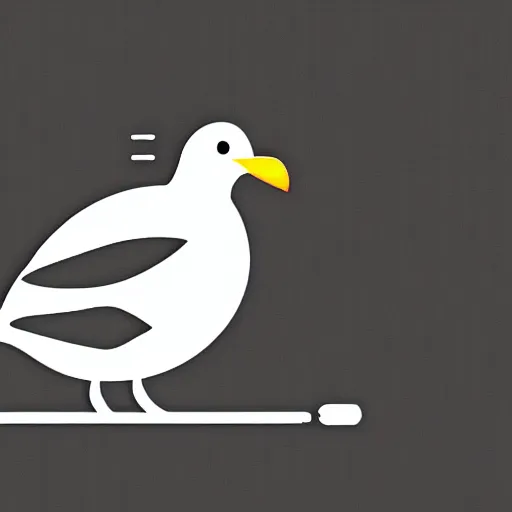 Prompt: a logo of a seagull bird wearing headphones and talking to a microphone at a podcast