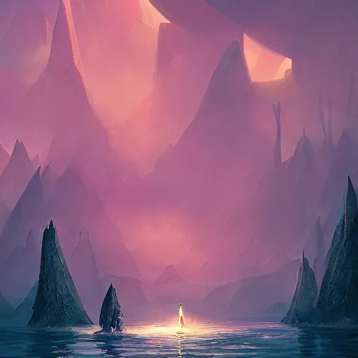 Image similar to sailing into the unexplored mist, cinematic fantasy illustration, magical, bioluminescence, detailed