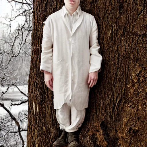 Image similar to color portrait of an albino male by emmanuel lubezki