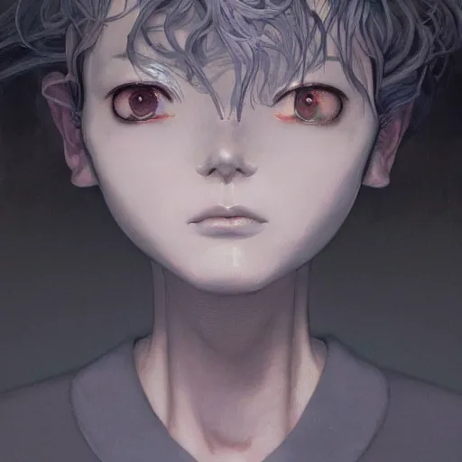 Image similar to prompt : grey portrait soft light painted by james jean and katsuhiro otomo and erik jones, inspired by evangeleon anime, smooth face feature, intricate oil painting, high detail illustration, sharp high detail, manga and anime 1 9 9 9