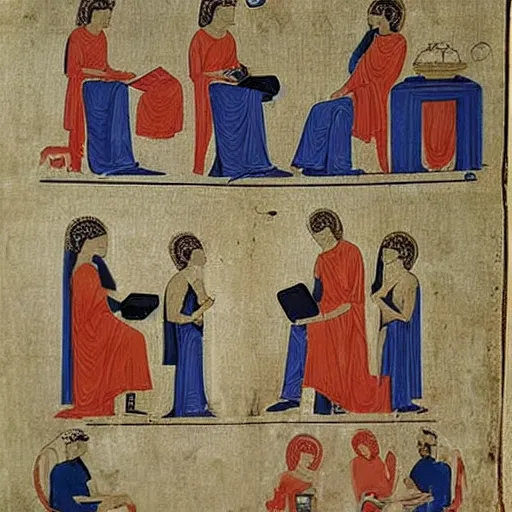 Image similar to ancient greek manuscript about mobile smartphones