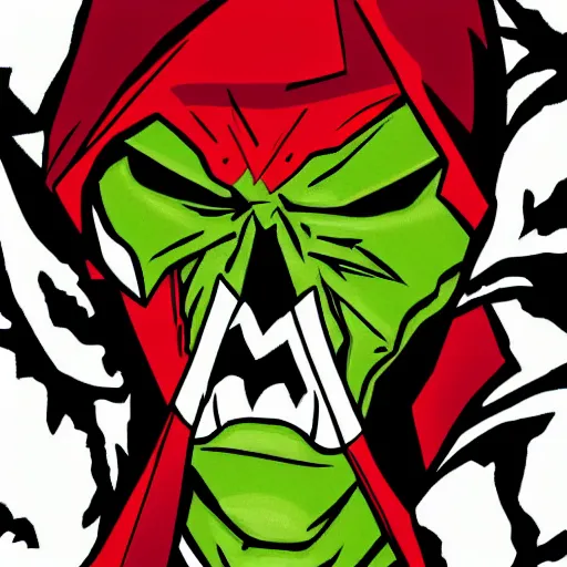 Image similar to Spawn by Todd-MacFarlene, SVG, Vector sticker, flat colors, full-body, uncropped, white-space-surrounding-subject