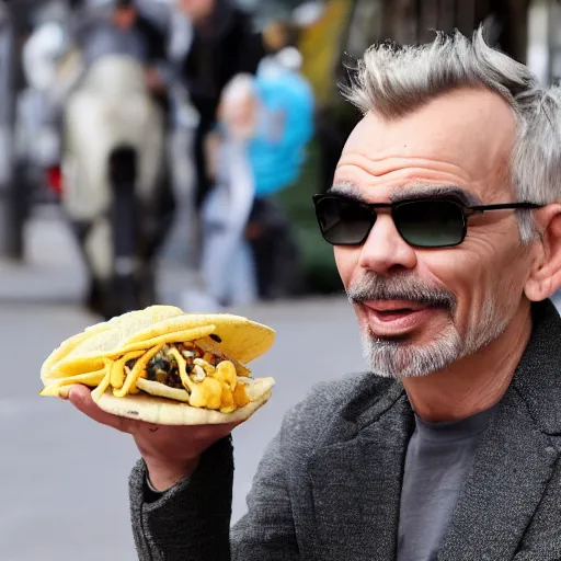 Image similar to billy bob thornton eating a taco in paris