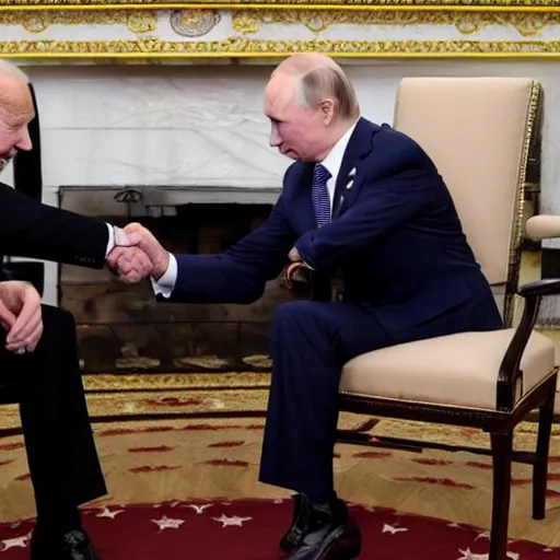 Image similar to biden and putin playing rock paper scissors, no one wins because both of them played scissors