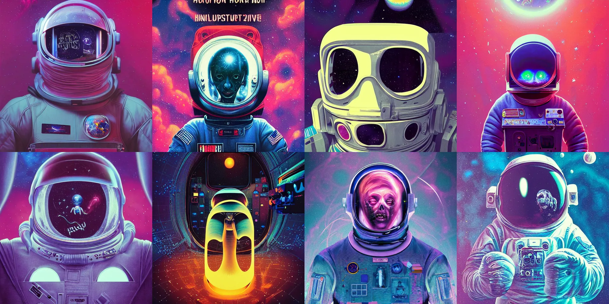 Prompt: astronaut, horror poster 9 0 s, cosmic horror, abstract, ghostly, arcade, duotone, poltergeist, lets get weird, intricate, elegant, highly detailed, digital painting, award winning artstation, smooth, sharp focus, raytracing, art by beeple and mike winkelmann, ultraviolet colors,
