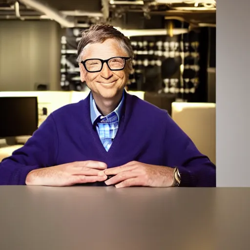 Prompt: Bill Gates studio photo with bright lipstick