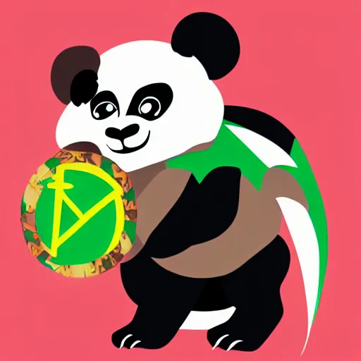 Image similar to vector art of welsh dragon and cute panda mixed, intercrossed, chimera, welsh flag, adobe illustrator