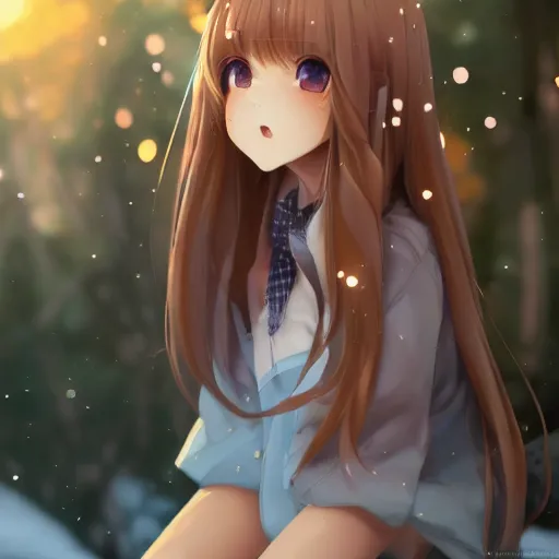 Image similar to a very beautiful anime girl, full body, long golden hair, sky blue eyes, full round face,cute face, short smile, mini jeans skirt, cute top, winter setting, cinematic lighting, medium shot, mid-shot, highly detailed, trending on Artstation, Unreal Engine 4k, cinematic wallpaper by Stanley Artgerm Lau, WLOP, Rossdraws, James Jean, Andrei Riabovitchev, Marc Simonetti, and Sakimichan