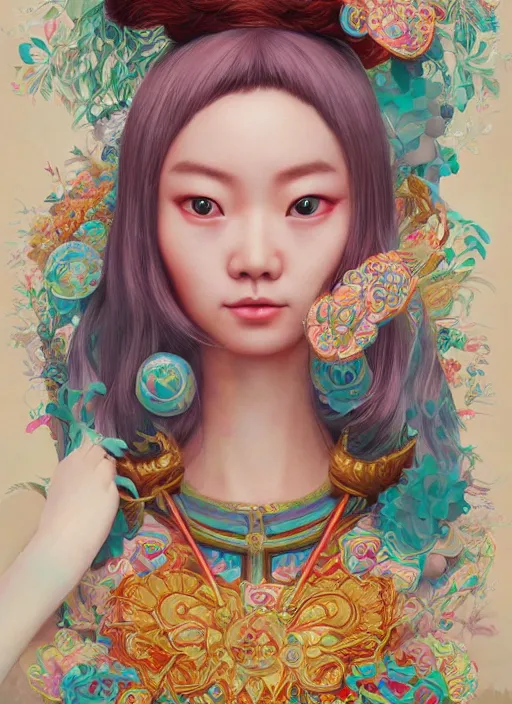 Image similar to beautiful yunnan girl : : by martine johanna and simon stalenhag and chie yoshii and casey weldon and wlop : : ornate, dynamic, particulate, rich colors, intricate, elegant, highly detailed, centered, artstation, smooth, sharp focus, octane render, 3 d