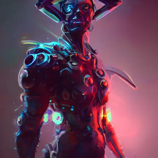 Image similar to portrait of a beautiful cybernetic male concept art by pete mohrbacher and artgerm and wlop and deathburger and syd mead, digital art, highly detailed, intricate, sci-fi, neon colors, sharp focus, Trending on Artstation HQ, deviantart, unreal engine 5, 4K UHD image