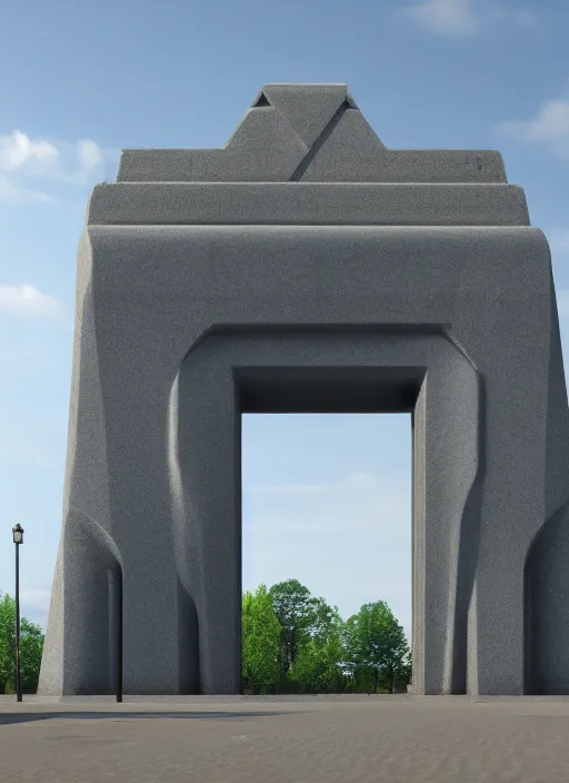 Prompt: highly detailed realistic architecture 3 d render of a futurisctic stele monument made from little atomiums brussels standing near a highway, archdaily, made in unreal engine 4 octane render