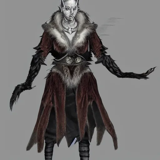 Prompt: a falmer from skyrim fully covered in fur character concept art
