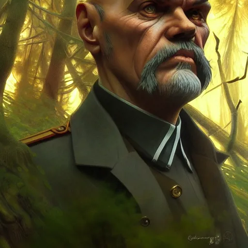 Image similar to photo of davy jones vladimir lenin face in the forest, highly detailed, digital painting, artstation, smooth, sharp focus, illustration, art by artgerm and greg rutkowski and alphonse mucha