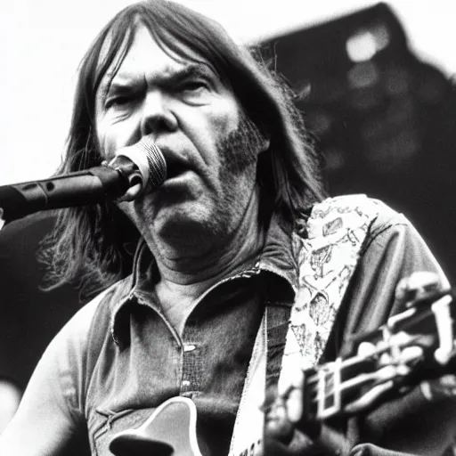 Image similar to high resolution photo of neil young on stage at woodstock in 1 9 6 9, award winning photography