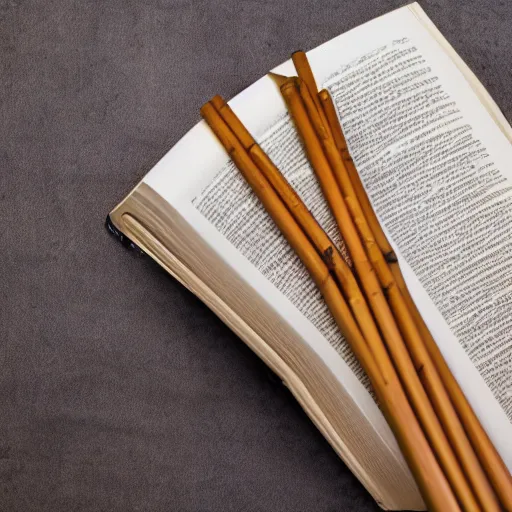Image similar to studio photography of book with drum sticks, DLSR Photograph