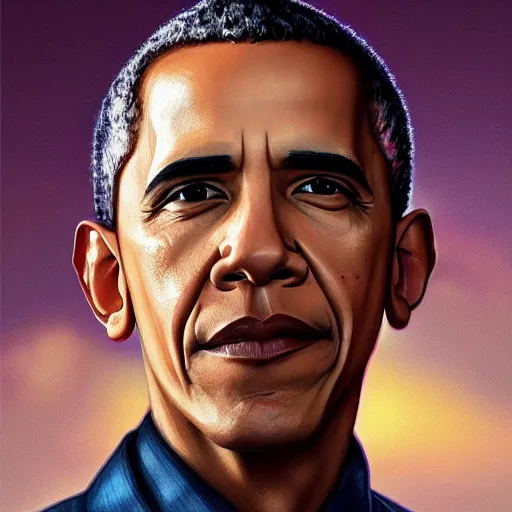 Image similar to clear portrait of obama, adorable appearance!!!, golden hour, happy apearance, cottagecore!!, background hyper detailed, character concept, full body, dynamic pose, intricate, elegant, highly detailed, digital painting, artstation, concept art, smooth, sharp focus, illustration, art by artgerm and greg rutkowski and alphonse mucha