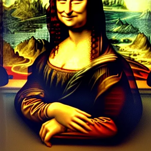 Image similar to the mona lisa with arms and legs