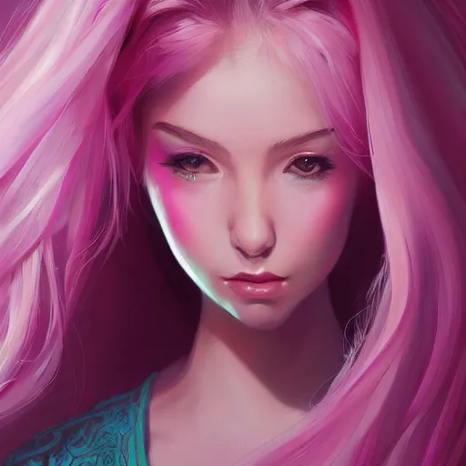 Image similar to teen girl, pink hair, gorgeous, amazing, elegant, intricate, highly detailed, digital painting, artstation, concept art, sharp focus, illustration, art by Ross tran