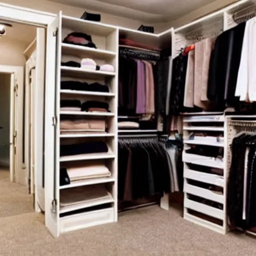 Prompt: gigantic walk-in closet for a woman