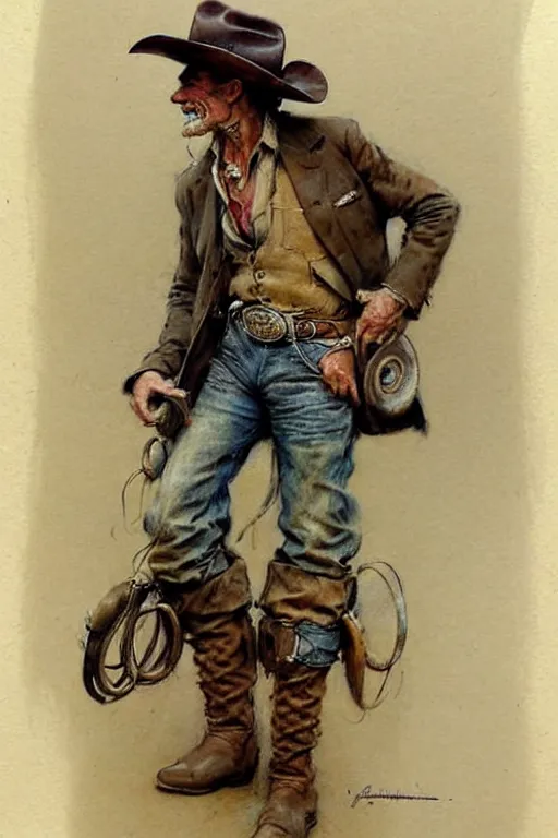 Image similar to (((((1950s wold west cowboy . muted colors.))))) by Jean-Baptiste Monge !!!!!!!!!!!!!!!!!!!!!!!!!!!