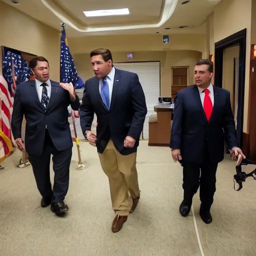 Prompt: Ron Desantis lost in the backrooms