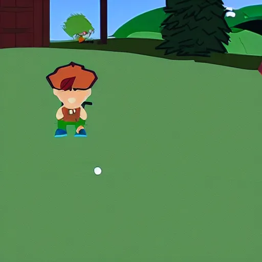 Image similar to master chief play golf in south park episode