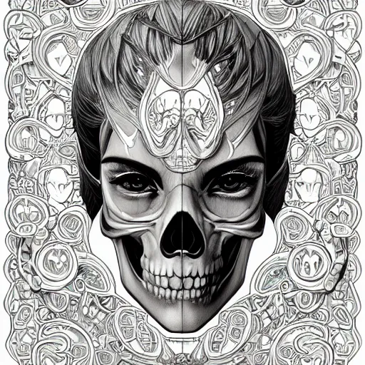 Prompt: anime manga skull portrait young woman skeleton, akira, angels, intricate, elegant, highly detailed, digital art, ffffound, art by JC Leyendecker and sachin teng