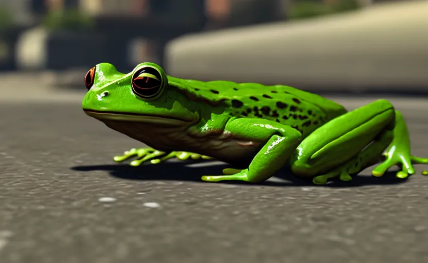 Image similar to a frog in gta san andreas, cinematic shot, 4 k