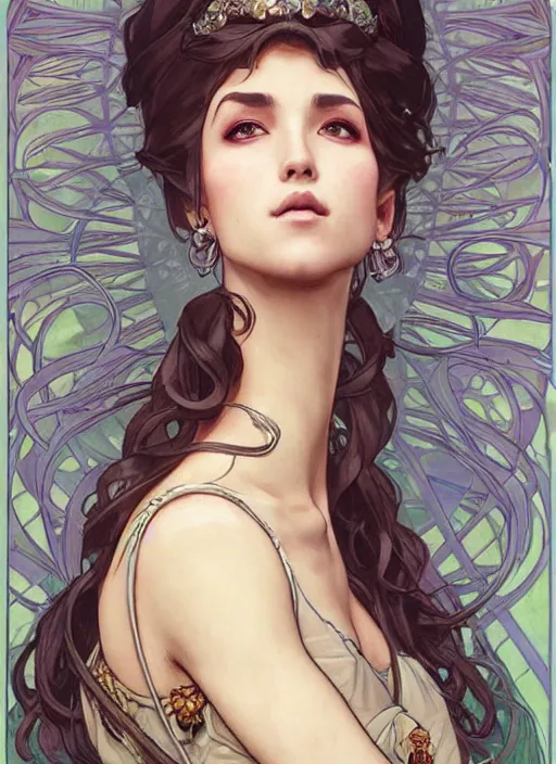 Prompt: queen, hannah owo face, incredibly detailed face, pretty face, light dress, true anatomy, art by artgerm and greg rutkowski and alphonse mucha