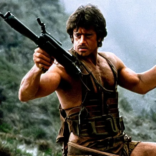 Prompt: stills from rambo 2 movie