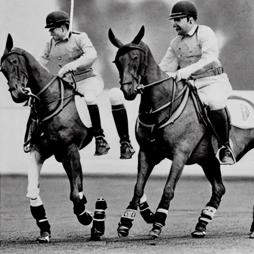 Prompt: hitler and stalin playing a polo game