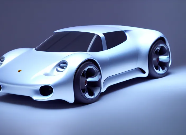 Image similar to futuristic Porsche designed by Apple, studio light, octane render