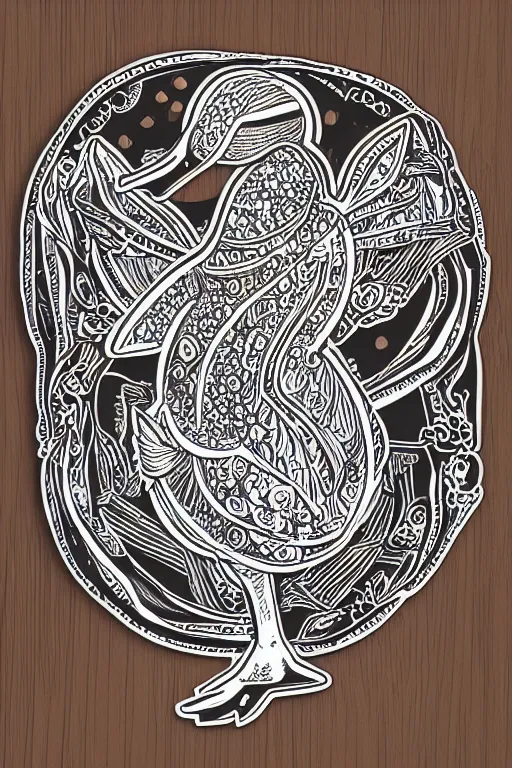 Image similar to a sticker illustration of a duck goddess, highly detailed, elegant, intricate