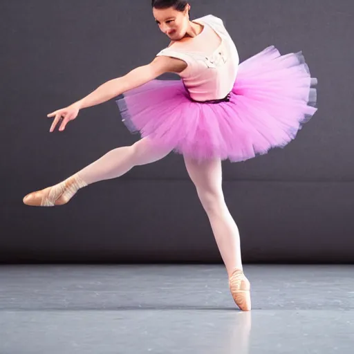 Prompt: a dancer tiptoeing while wearing a tutu