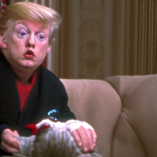 Prompt: film still home alone starring Donald trump