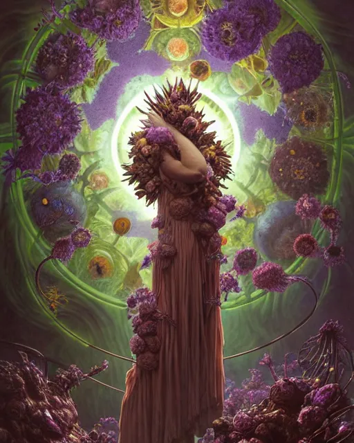 Image similar to the platonic ideal of flowers, rotting, insects and praying of cletus kasady carnage thanos dementor wild hunt doctor manhattan chtulu mandelbulb mandala ponyo spirited away bioshock davinci, d & d, fantasy, ego death, decay, dmt, psilocybin, art by artgerm and greg rutkowski and alphonse mucha