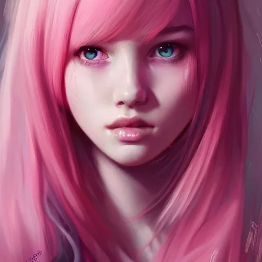 Image similar to teen girl, pink hair, gorgeous, amazing, elegant, intricate, highly detailed, digital painting, artstation, concept art, sharp focus, illustration, art by Ross tran