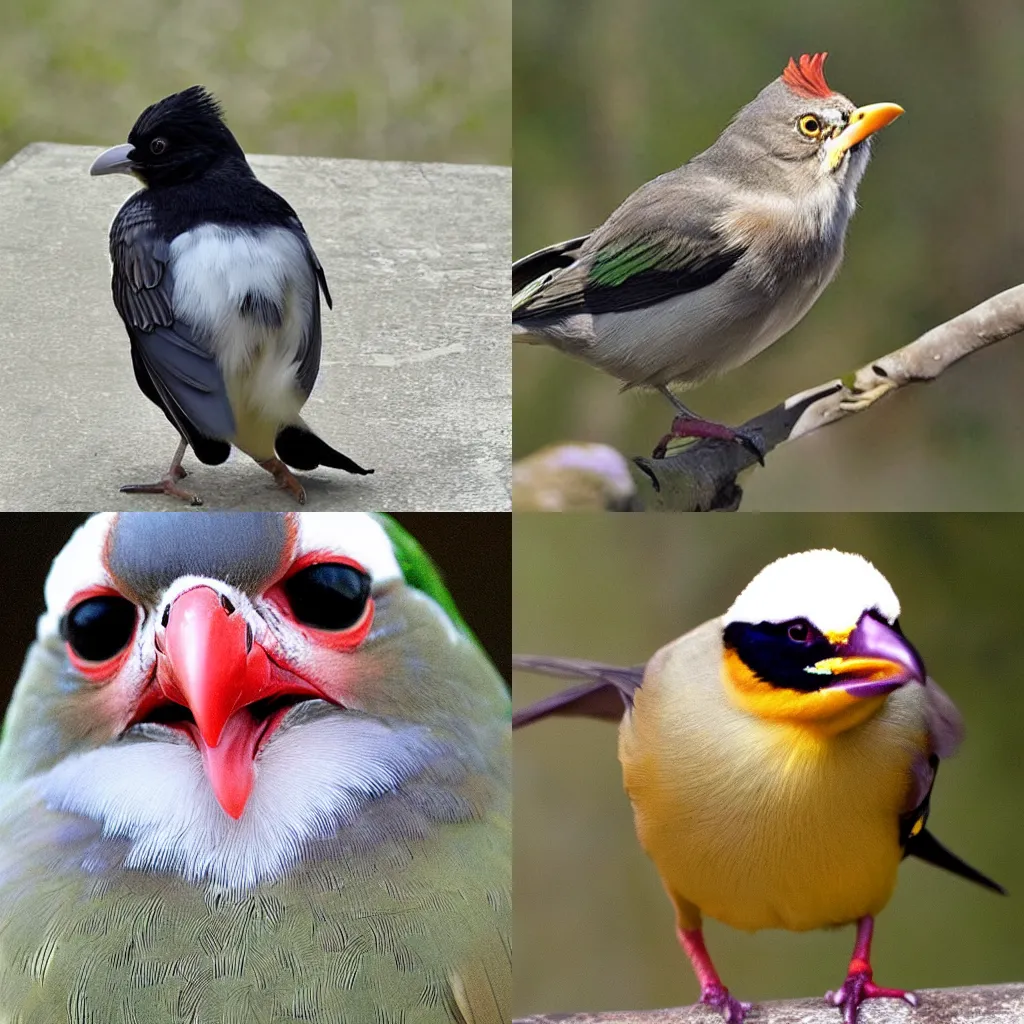 Prompt: a bird that looks like Danny Devito