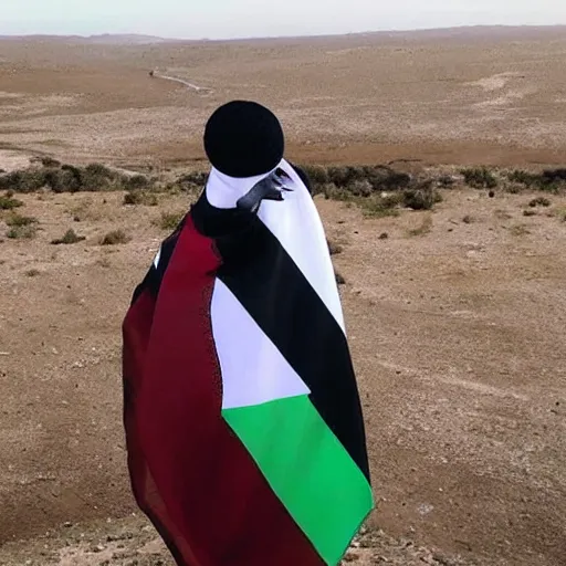 Image similar to an eagle wearing a palestinian scarf