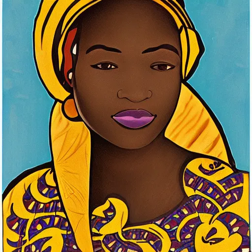 Image similar to ghanian woman from ghana art nouveau art