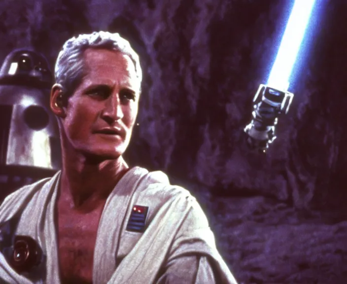 Image similar to a still of paul newman in star wars ( 1 9 7 7 ), 4 k, hi - res