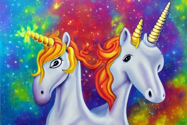 Image similar to badly done cheesy unicorn airbrush art