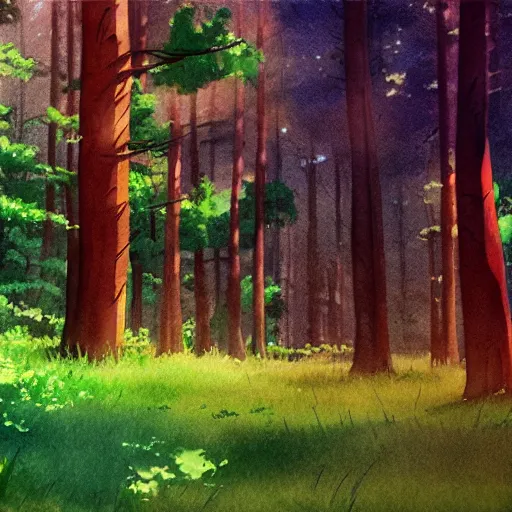 Prompt: forest lanscape panorama by makoto shinkai in pixar style airbrush watercolor