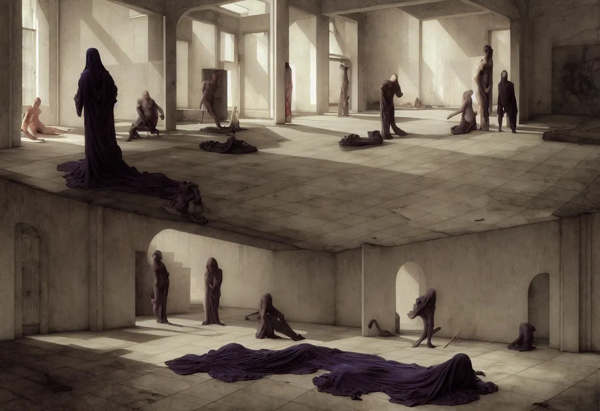 Image similar to sad and heartbreaking painting of an empty location, cinematic scenery, art by ( ( ( gregory crewdson ) ) ) and wayne barlowe and francis bacon and artgerm and wlop and william - adolphe bouguereau