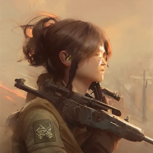 Image similar to of a sniper girl in war, portrait, by ruan jia and ross tran, detailed,