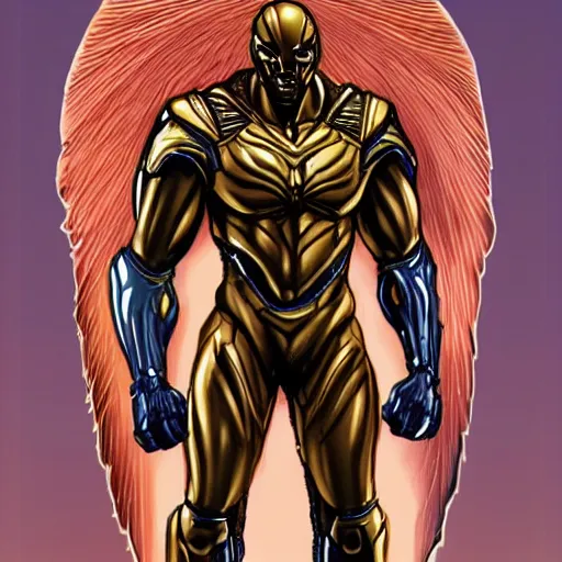 Prompt: A tall and muscular African man with a golden angel wearing nanosuit from Crysis the game in capital hill. illustration concept art in the style of Arthur Adams