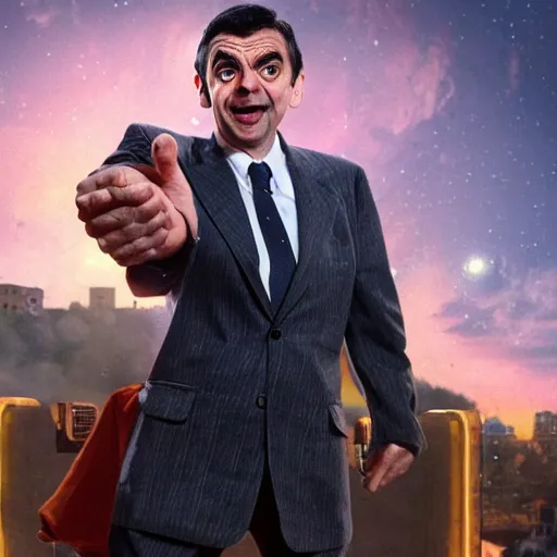 Image similar to mr bean as thanos