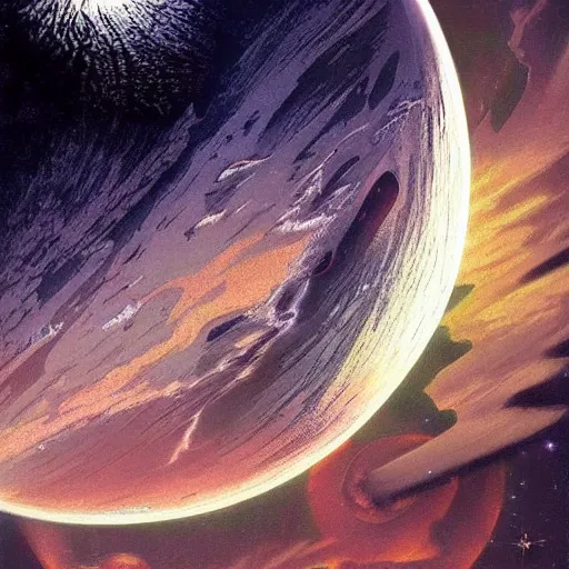 Prompt: 🌍🌎🌏🌒🌓🌔, retro sci - fi fantasy art, crisp, clear, wallpaper